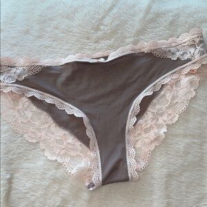 Victoria's Secret Brown Panties with Cream Lace